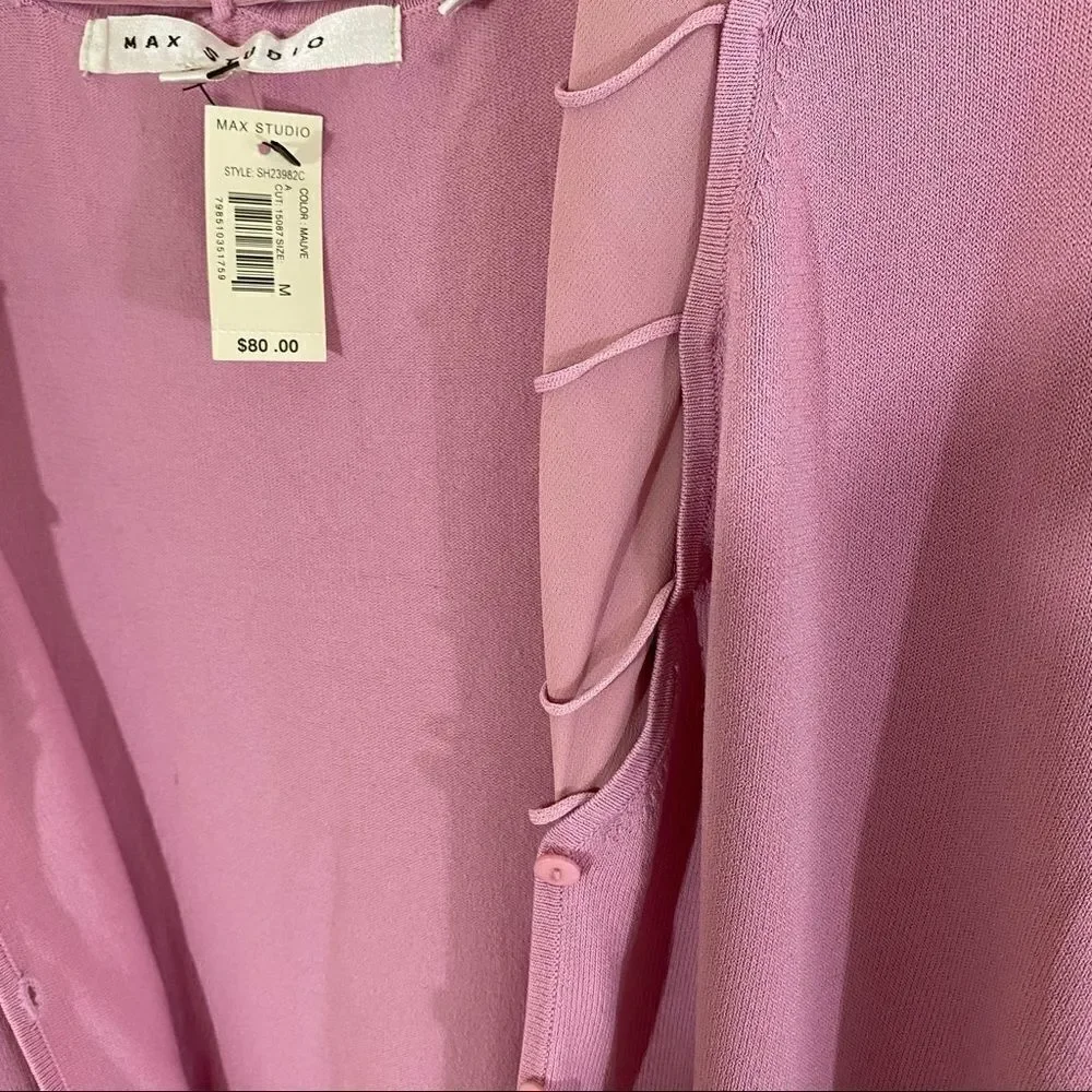 Max Studio Pink Button Front Cardigan - Picture 3 of 4